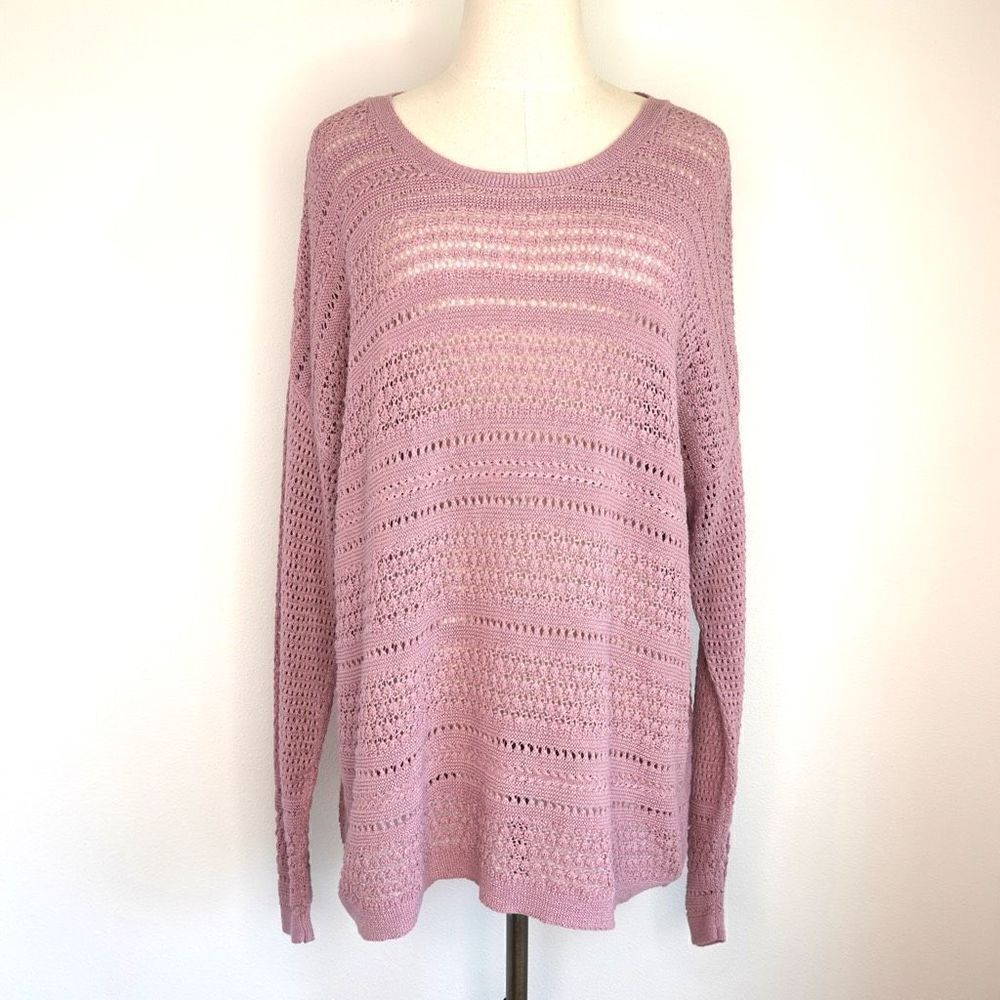 J.Jill Crocheted Sweater Pinkish Purple Size Large